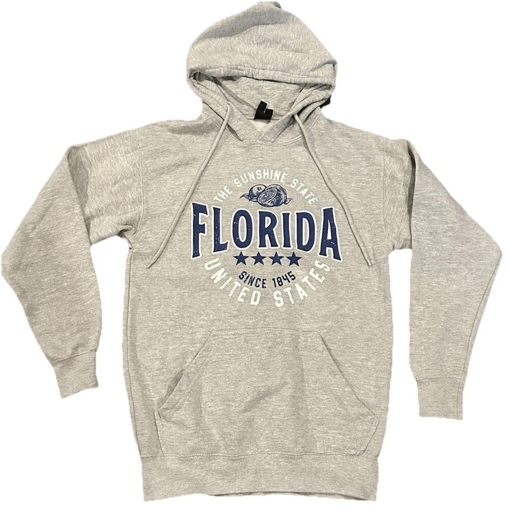 Florida “The Sunshine State” Hoodie Sweatshirt Size S Small Unisex Gray Pullover